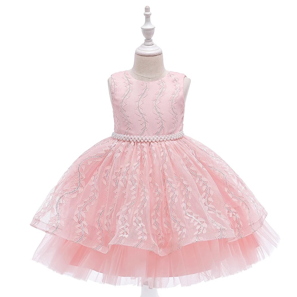 Fancy Pearl Embroidered Floral Birthday Girl Dress